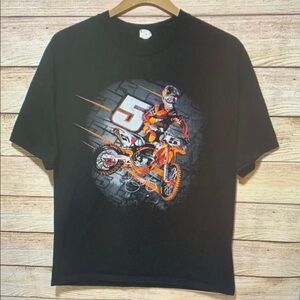 Black Graphic Tee with Motorcycle Design